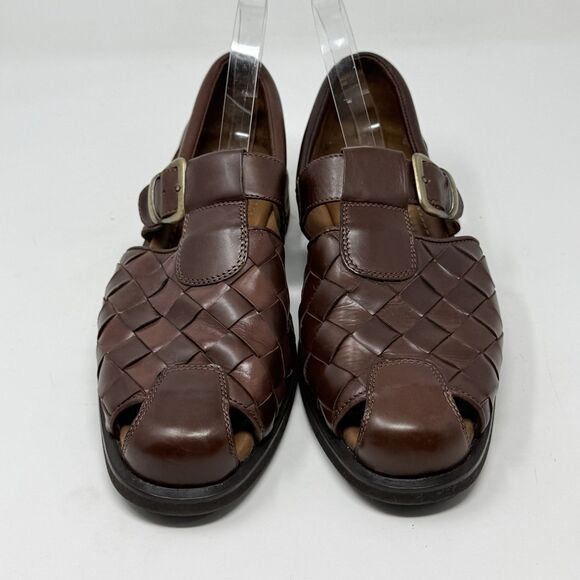 Allen Edmonds Tivoli Fisherman Sandals Mens 8 D Brown Woven Leather Vibram Soles main image 13
